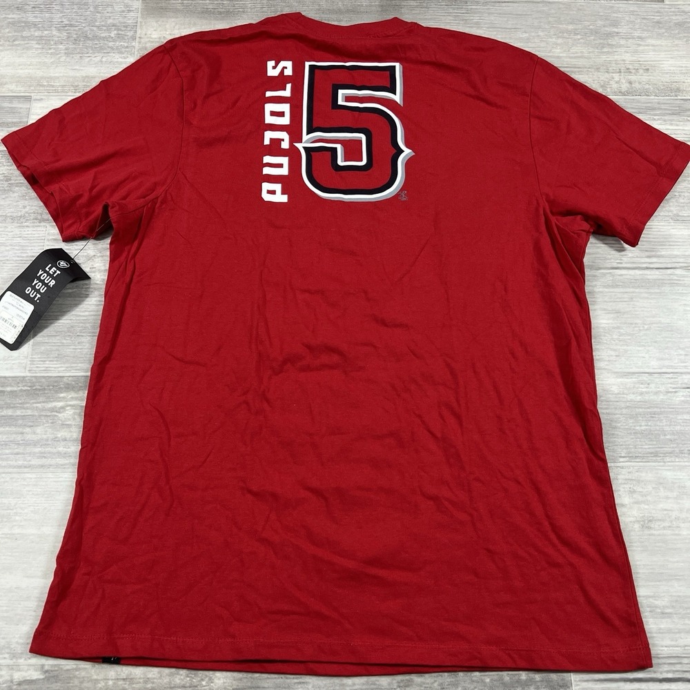 Albert Pujols #5 Men's XL‎ LA Angels 47 Brand T-Shirt Red Baseball MLB NWT